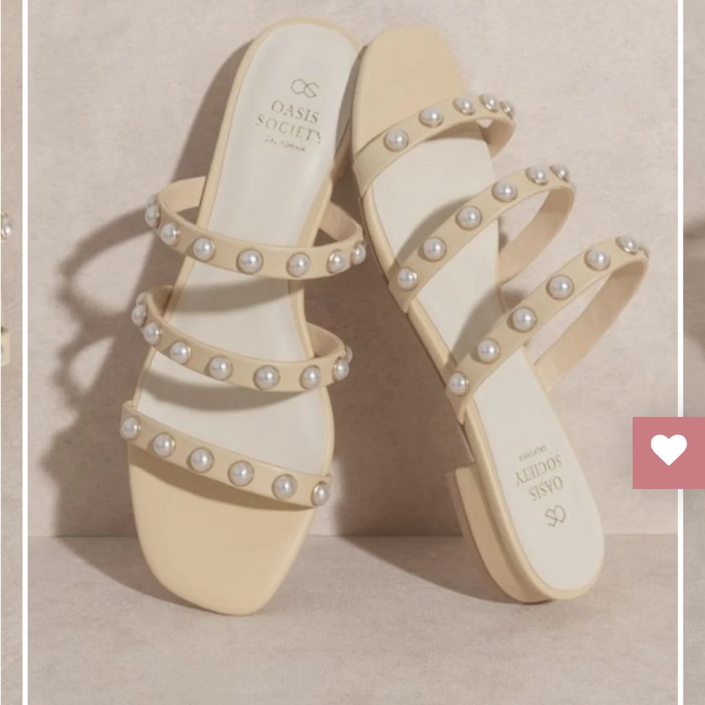 Like new Oasis Society Valerie Pearl Flat Slide Sandals Size 7.5 - Picture 2 of 11